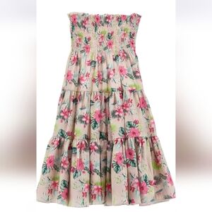 MonnaLisa‎ Cream and Pink Smocked Midi Dress